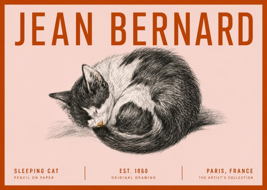 Jean Bernard Sleeping Cat VIII No5 - Plakat