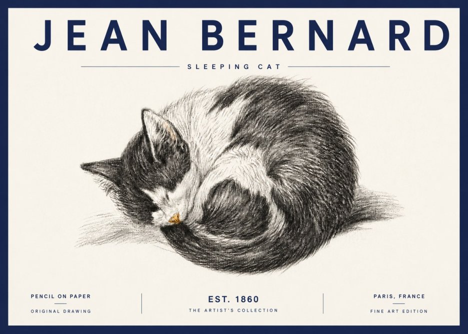 Jean Bernard Sleeping Cat VIII No6 - Plakat