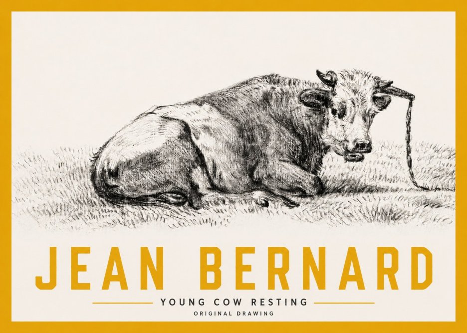 Jean Bernard Young Cow Resting No3 - Plakat