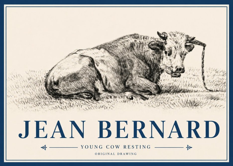 Jean Bernard Young Cow Resting No4 - Plakat