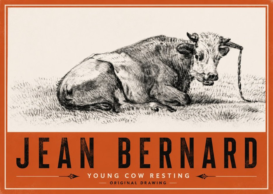 Jean Bernard Young Cow Resting No6 - Plakat