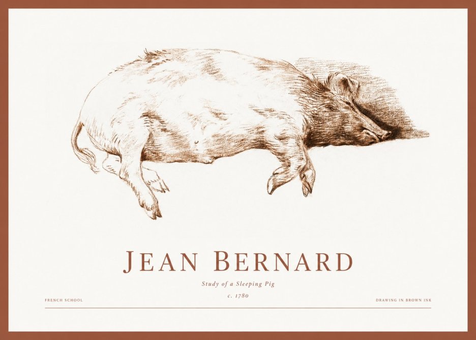 Jean Bernard Study of a Sleeping Pig No1 - Plakat