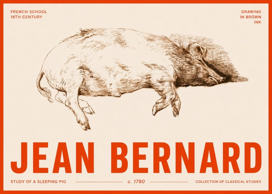 Jean Bernard Study of a Sleeping Pig No5 - Plakat
