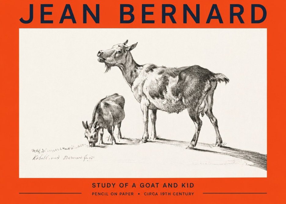 Jean Bernard Study of a Goat and Kid No2 - Plakat