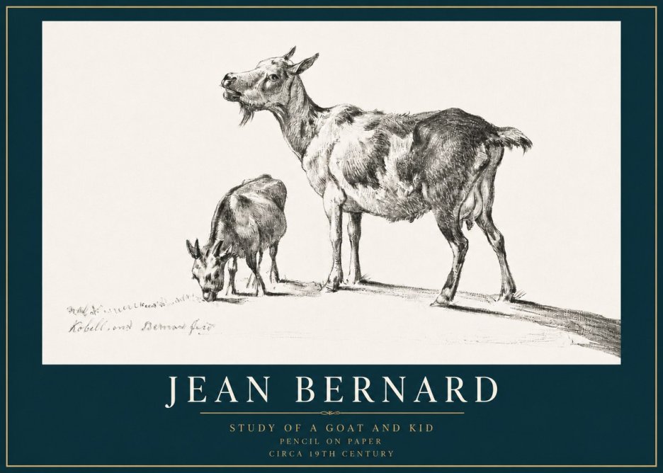 Jean Bernard Study of a Goat and Kid No3 - Plakat