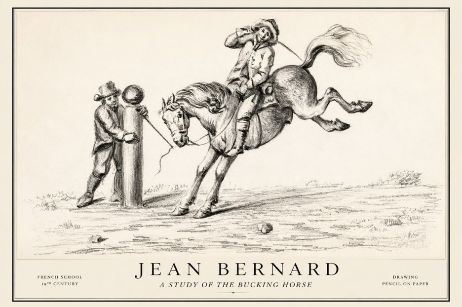 Jean Bernard A Study of the Bucking Horse No1 - Plakat