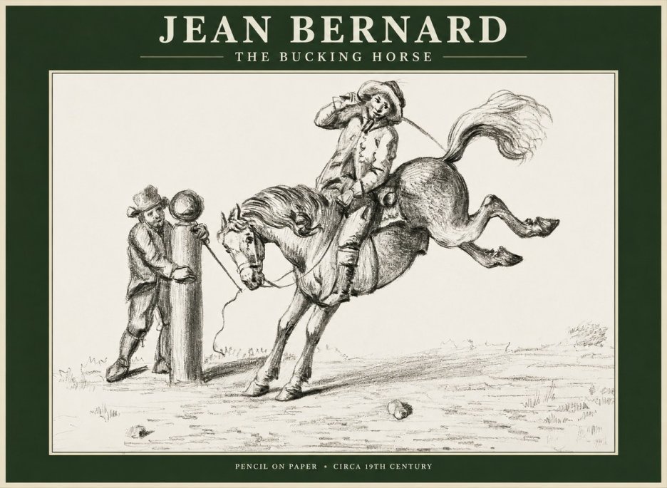 Jean Bernard A Study of the Bucking Horse No2 - Plakat