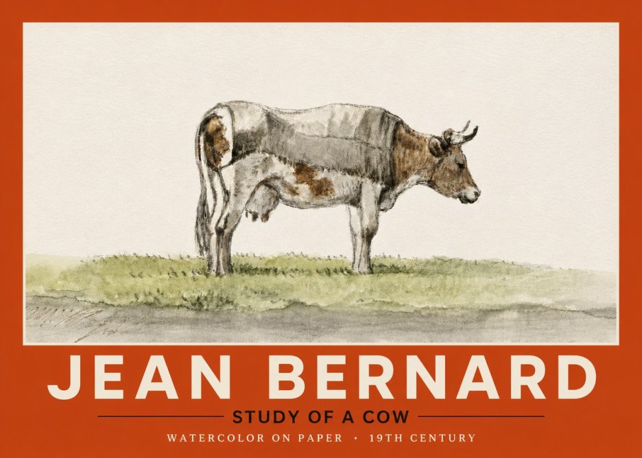Jean Bernard Study of a Cow XIV No4 - Plakat