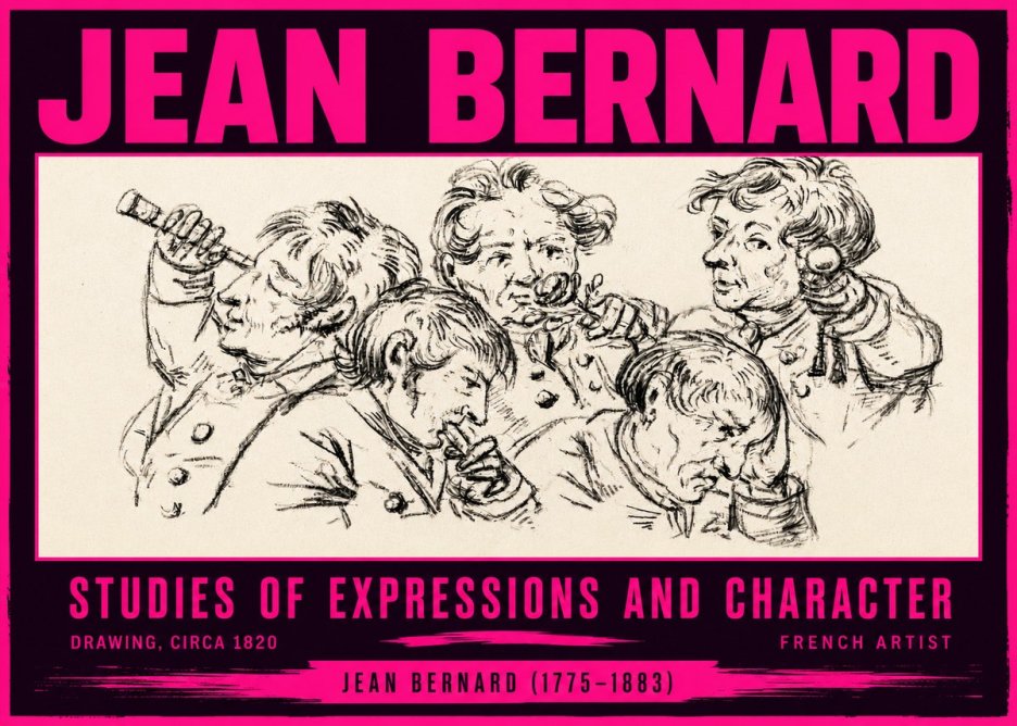 Jean Bernard Studies of Expressions and Character No4 - Plakat