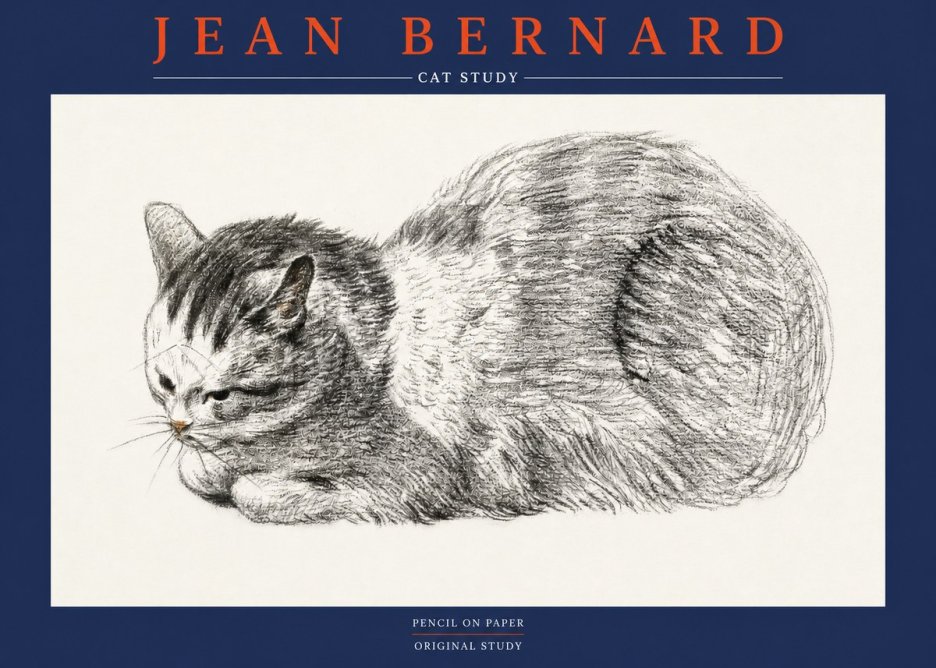 Jean Bernard Cat Study X No2 - Plakat