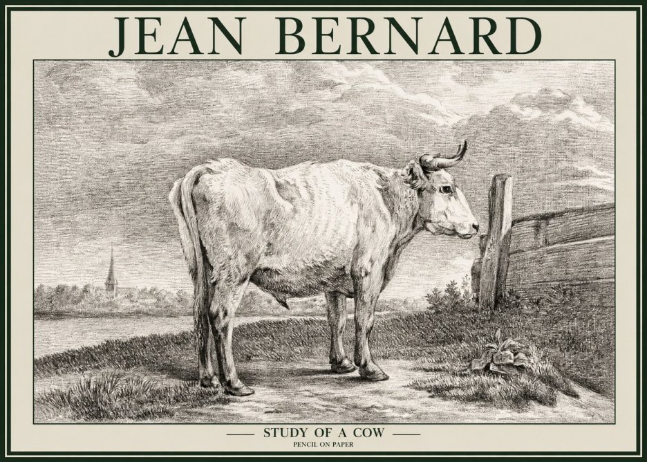 Jean Bernard Study of a Cow XV No2 - Plakat