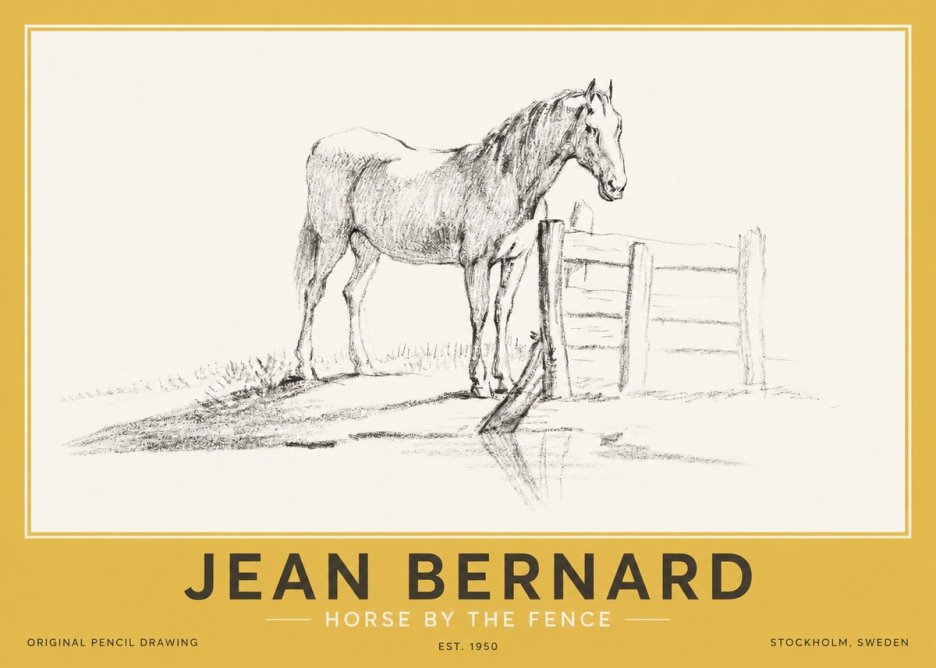 Jean Bernard Horse by the Fence No2 - Plakat