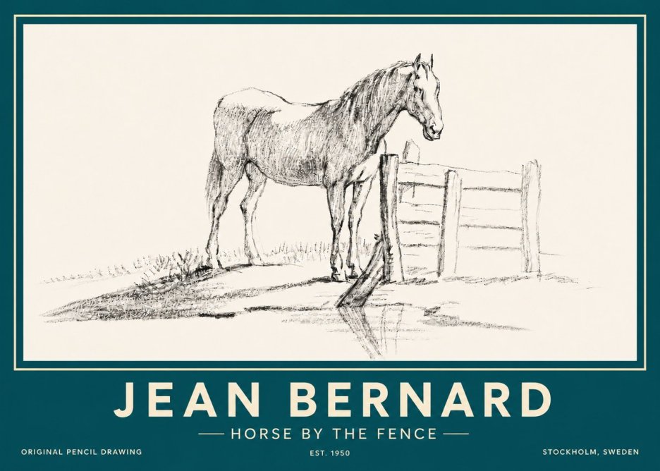 Jean Bernard Horse by the Fence No6 - Plakat