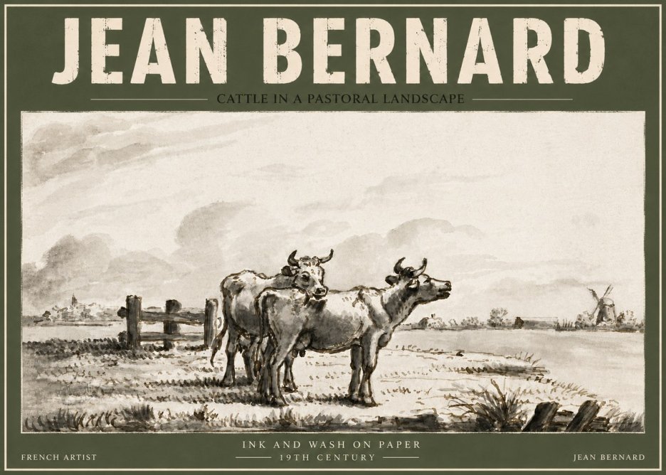 Jean Bernard Cattle in a Pastoral Landscape No4 - Plakat