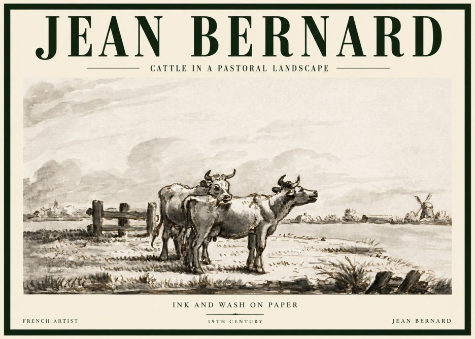 Jean Bernard Cattle in a Pastoral Landscape No5 - Plakat