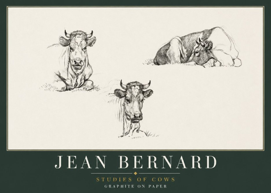 Jean Bernard Studies of Cows II No2 - Plakat