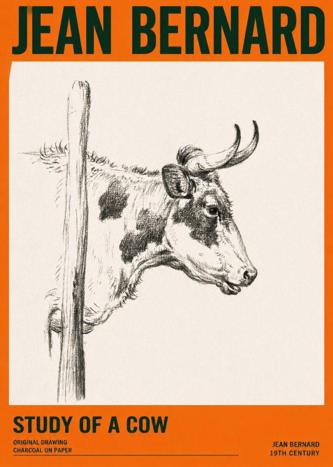 Jean Bernard Study of a Cow XVII No2 - Plakat