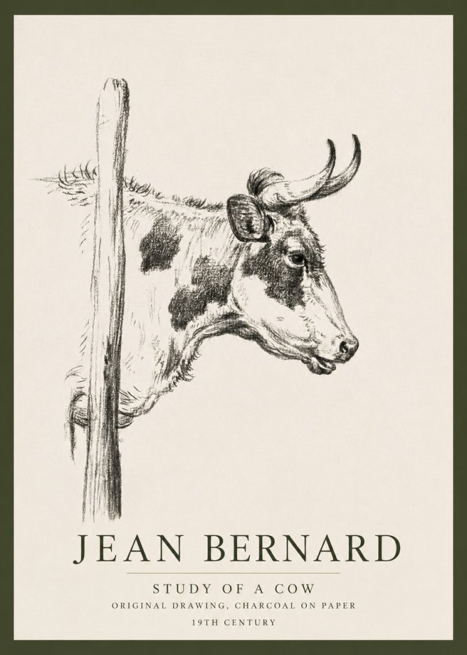 Jean Bernard Study of a Cow XVII No3 - Plakat