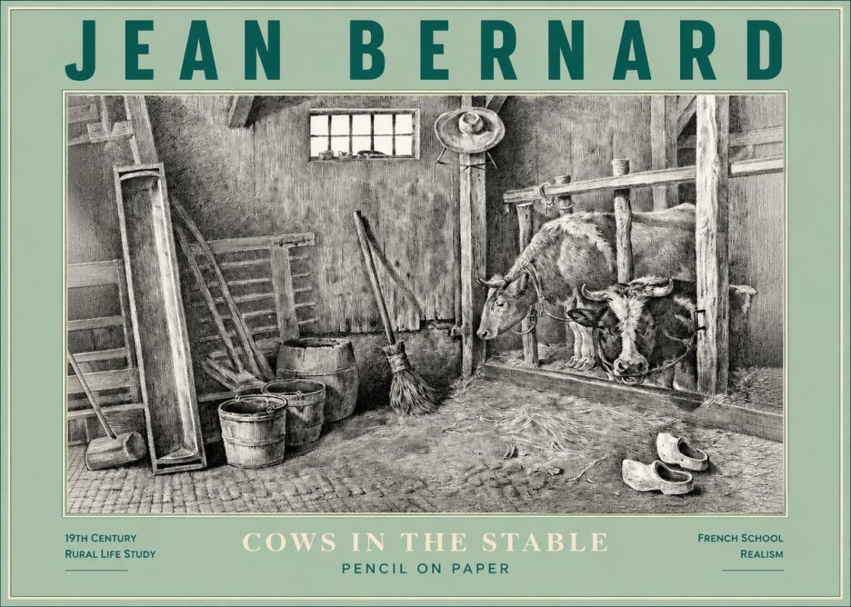 Jean Bernard Cows in the Stable No3 - Plakat