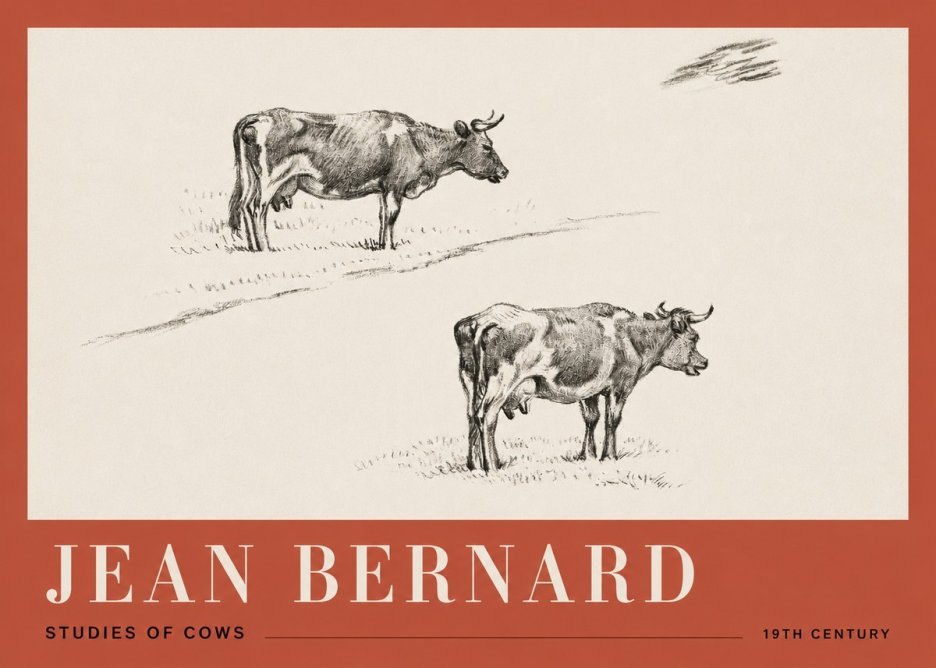 Jean Bernard Studies of Cows III No2 - Plakat