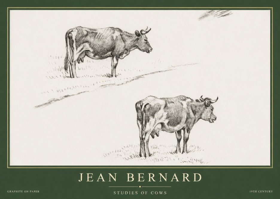 Jean Bernard Studies of Cows III No5 - Plakat