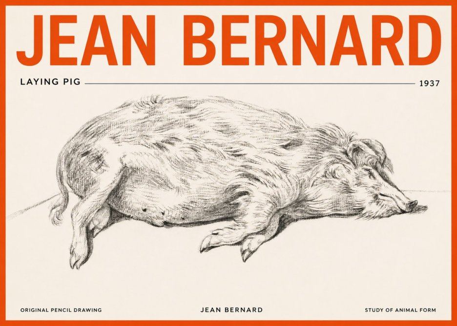 Jean Bernard Laying Pig No2 - Plakat