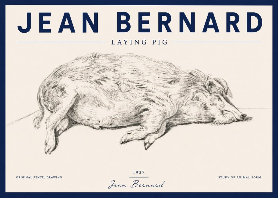 Jean Bernard Laying Pig No4 - Plakat