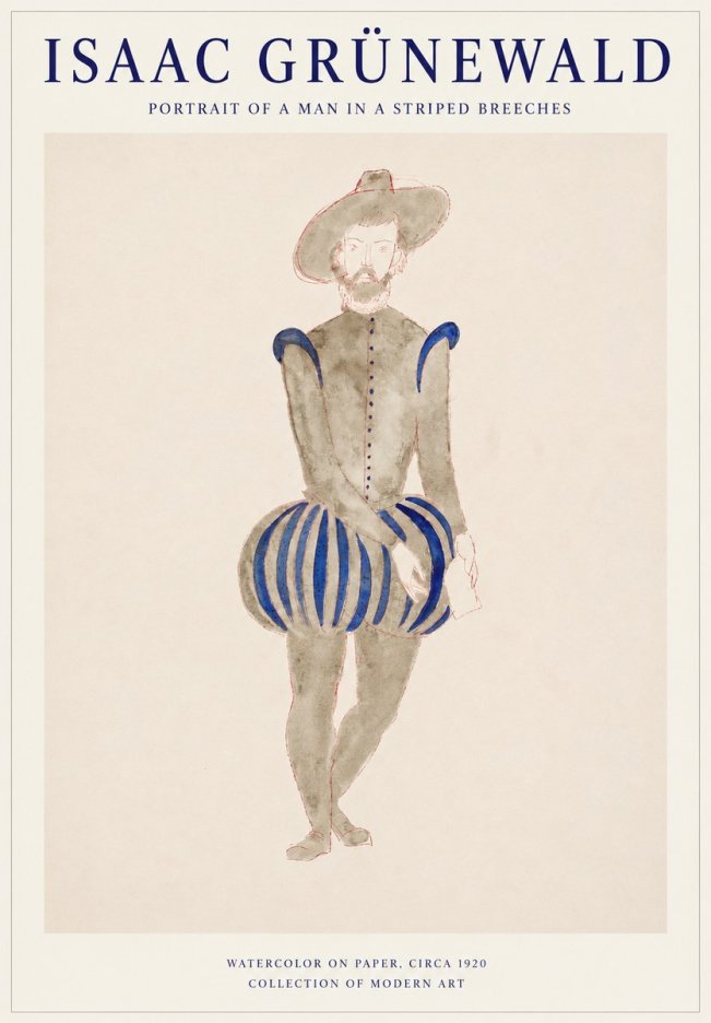 Isaac Grünewald Portrait of a Man in a Striped Breeches No1 - Plakat