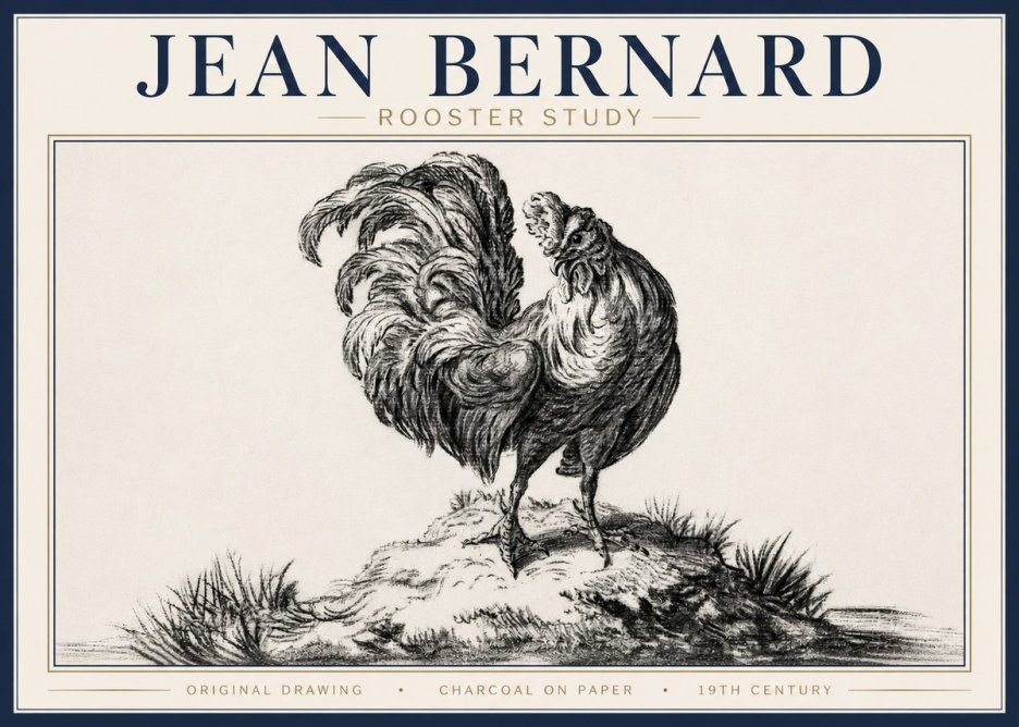 Jean Bernard Study of a Rooster No4 - Plakat