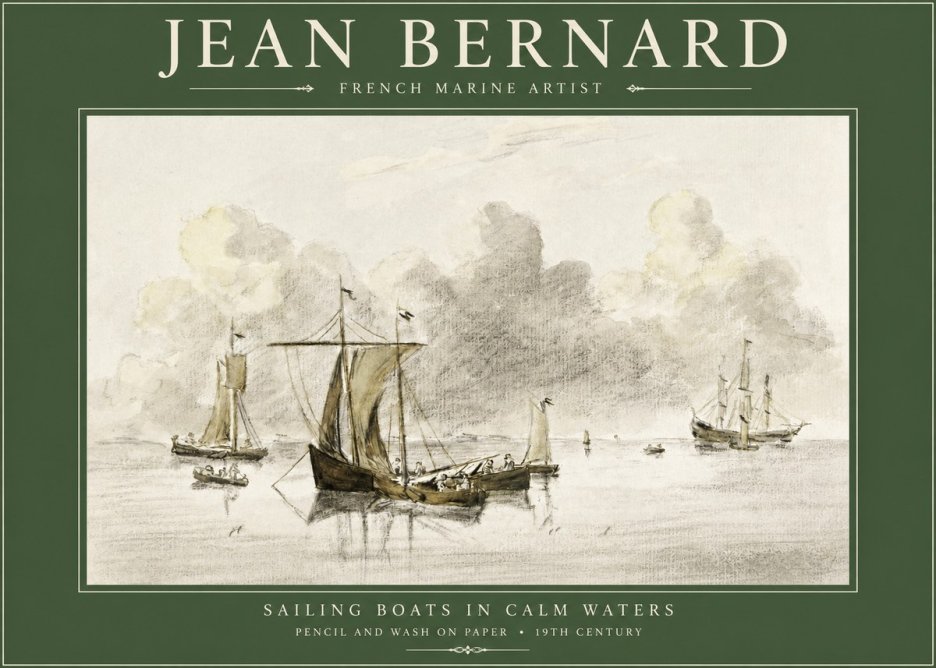Jean Bernard Sailing Boats in Calm Waters No2 - Plakat