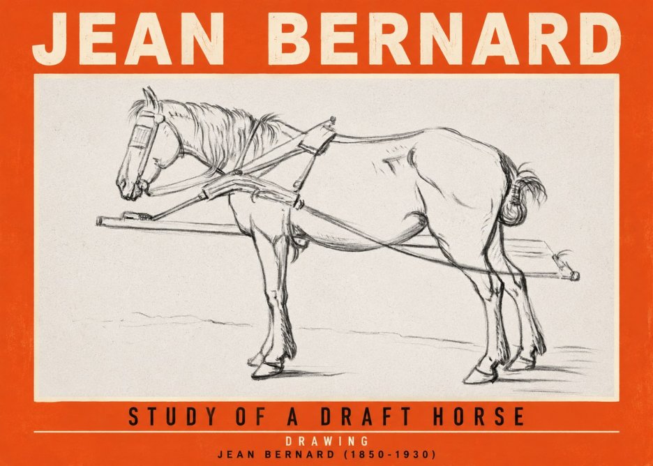 Jean Bernard Study of a Draft Horse II No2 - Plakat