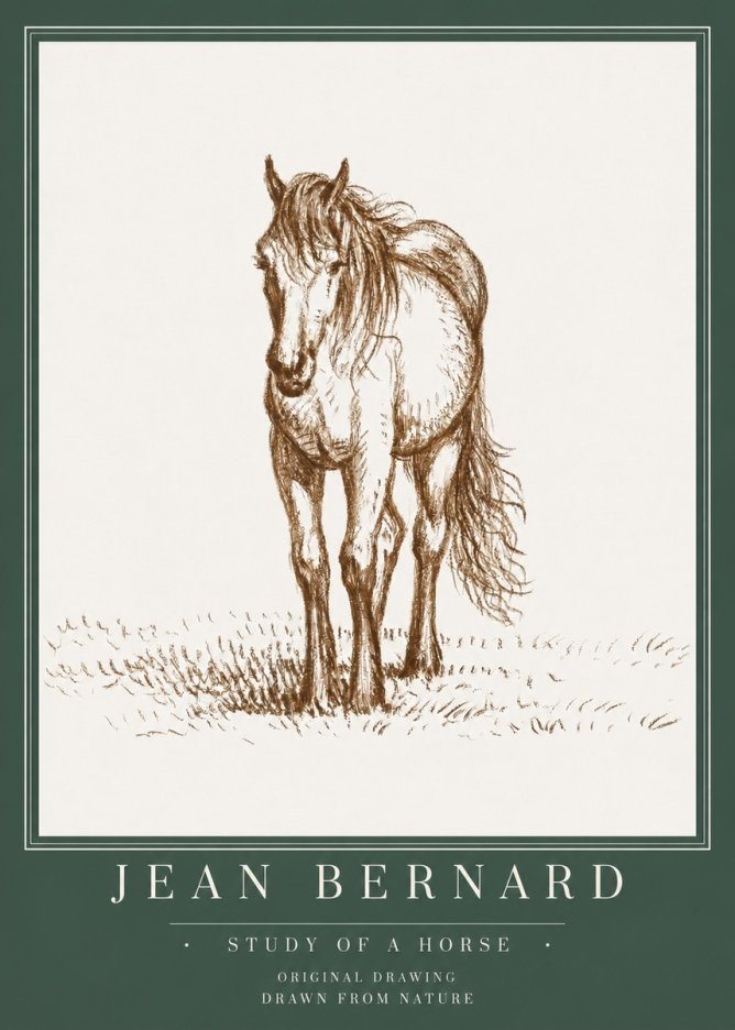 Jean Bernard Study of a Horse XV No3 - Plakat