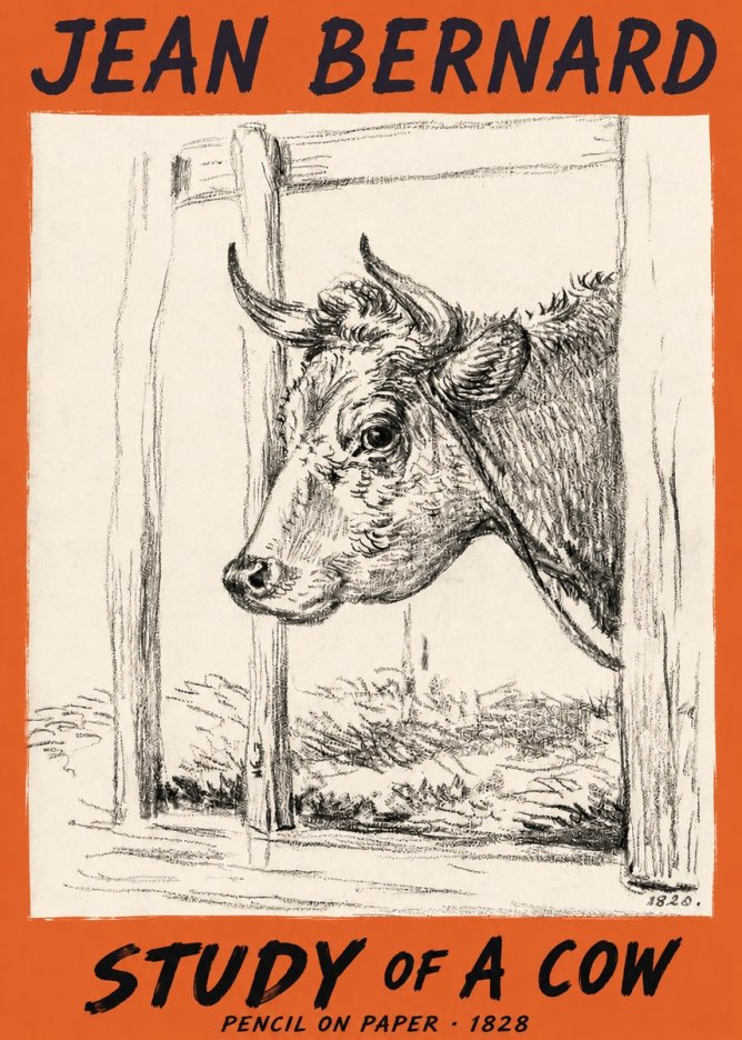 Jean Bernard Study of a Cow XVIII No2 - Plakat