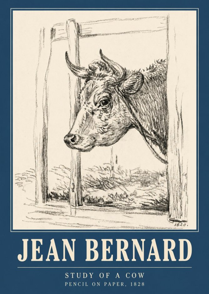 Jean Bernard Study of a Cow XVIII No3 - Plakat