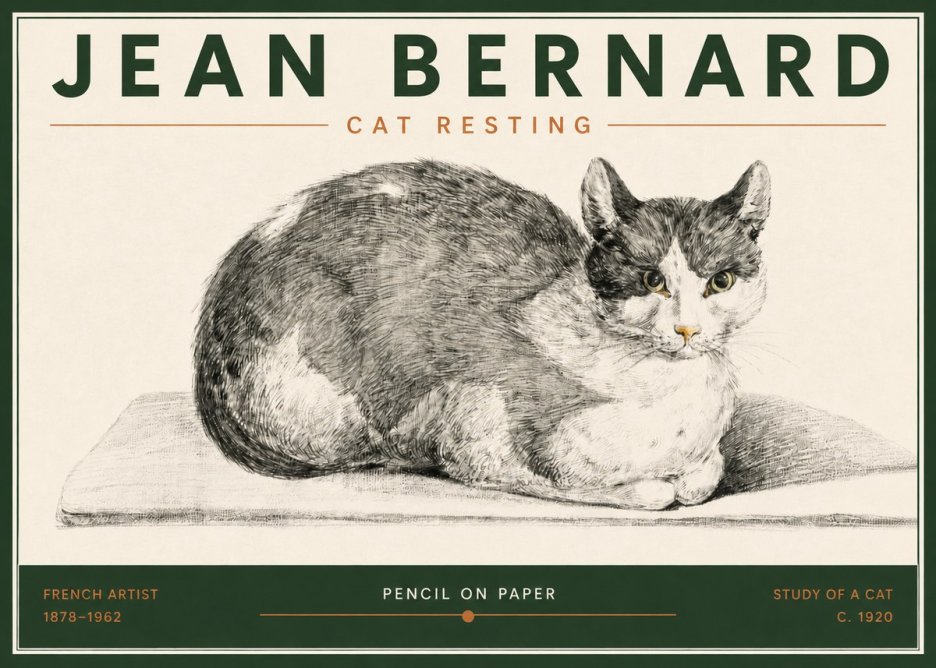 Jean Bernard Cat Study XI No6 - Plakat