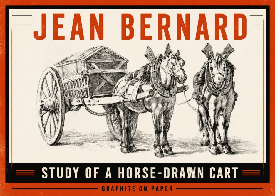 Jean Bernard Horse Team and Cart No5 - Plakat