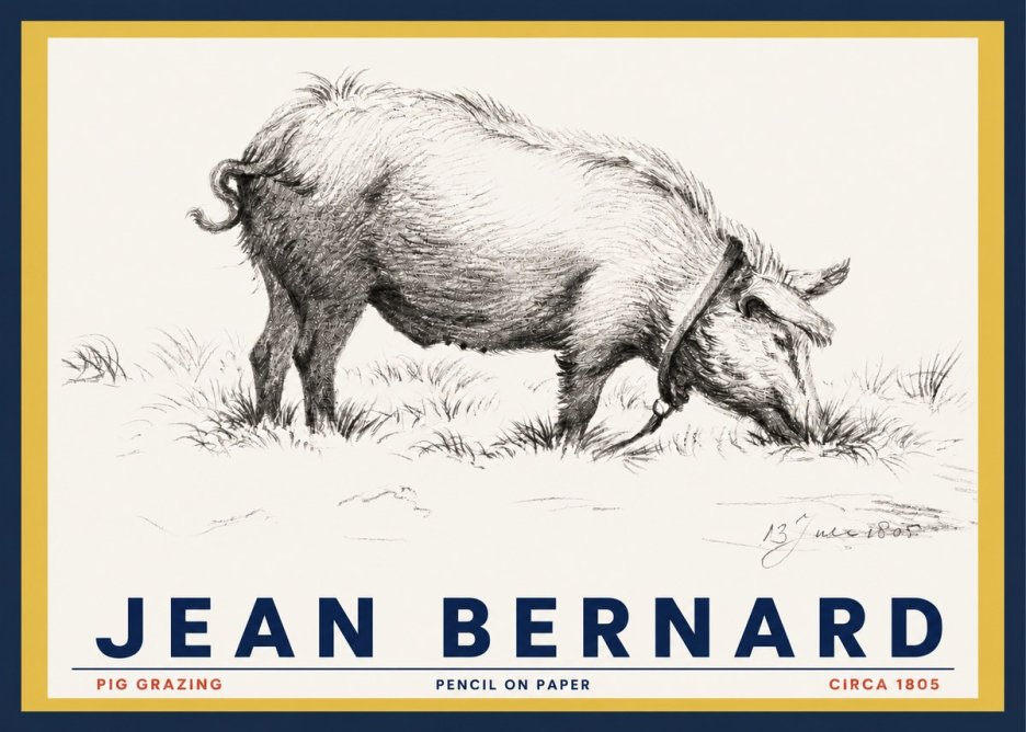 Jean Bernard Pig Grazing No3 - Plakat