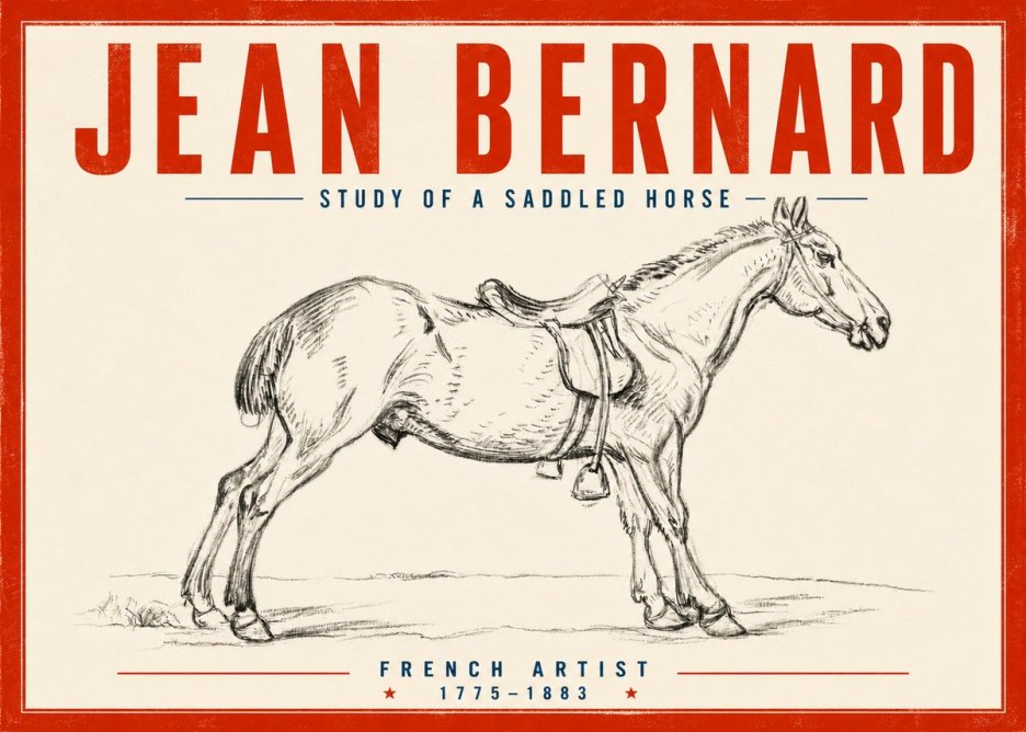 Jean Bernard Study of a Saddled Horse No5 - Plakat