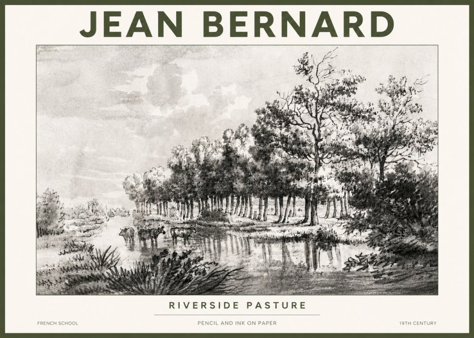 Jean Bernard Riverside Pasture No4 - Plakat