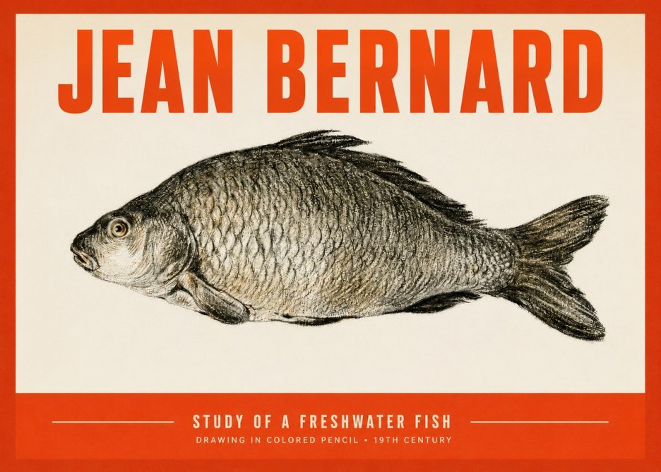 Jean Bernard Study of a Freshwater Fish No2 - Plakat