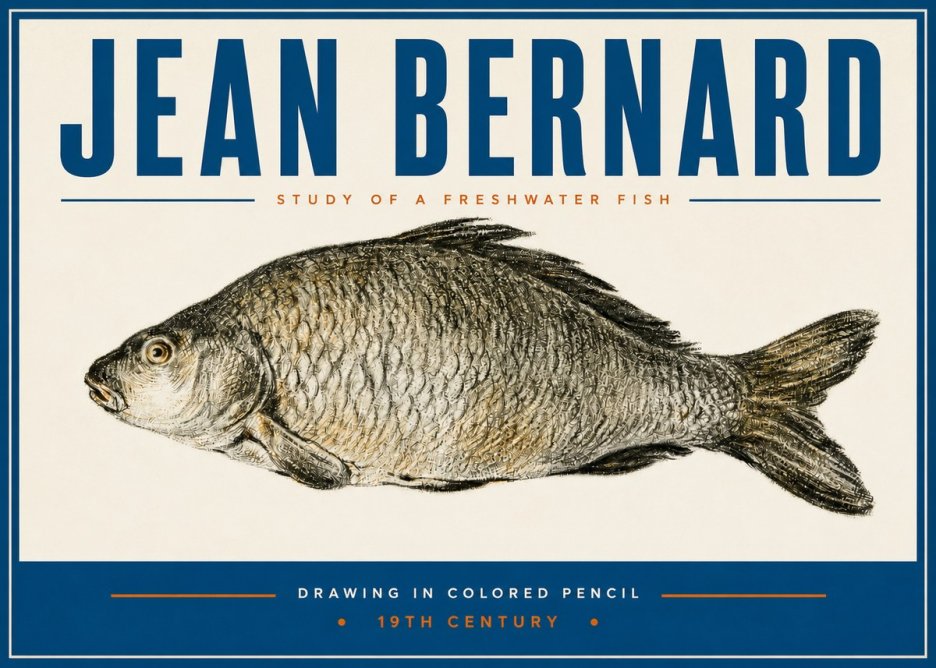 Jean Bernard Study of a Freshwater Fish No3 - Plakat