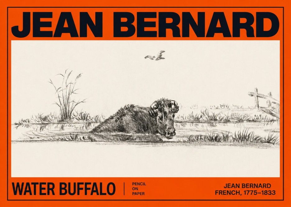 Jean Bernard Study of a Water Buffalo No3 - Plakat