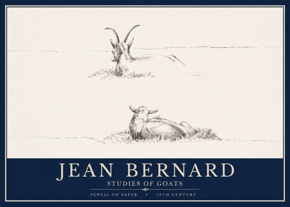 Jean Bernard Two Goats Resting No4 - Plakat