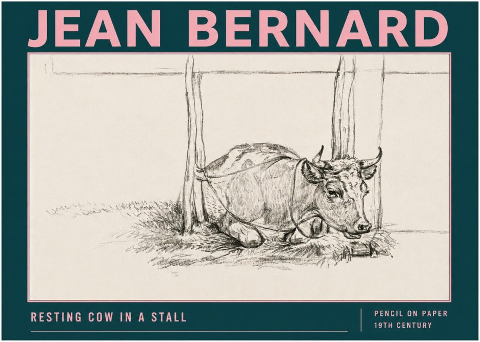 Jean Bernard Resting Cow in a Stall No3 - Plakat