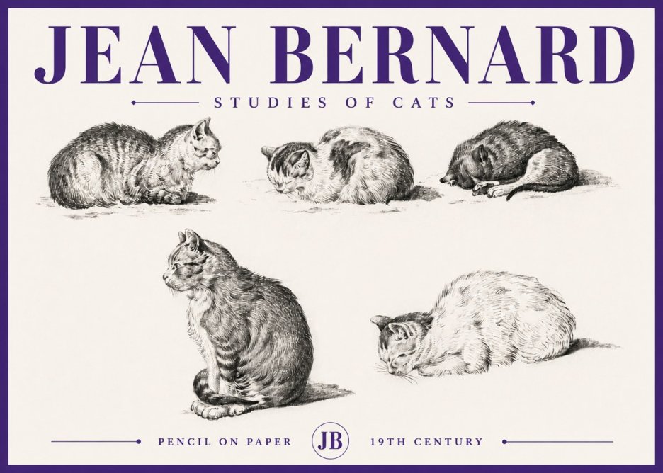 Jean Bernard Studies of Cats No5 - Plakat