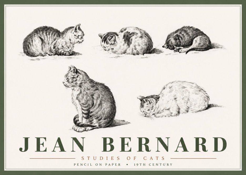 Jean Bernard Studies of Cats No6 - Plakat