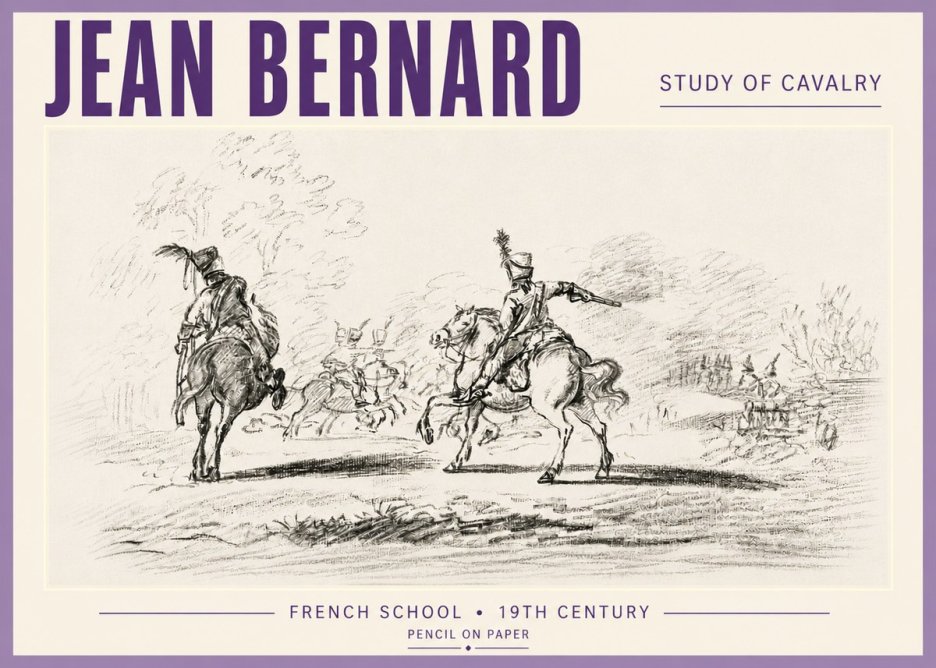 Jean Bernard Study of Cavalry No5 - Plakat