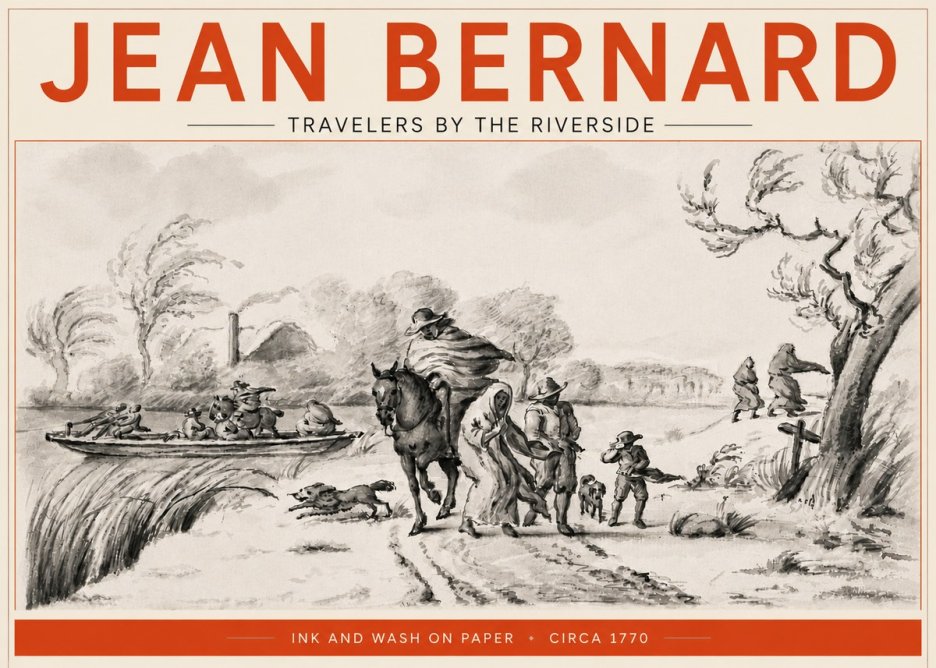 Jean Bernard Travelers by the Riverside No5 - Plakat
