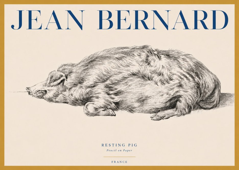 Jean Bernard Resting Pig II No3 - Plakat