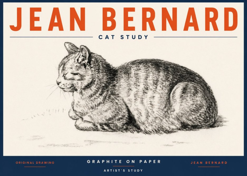Jean Bernard Cat Study XII No5 - Plakat